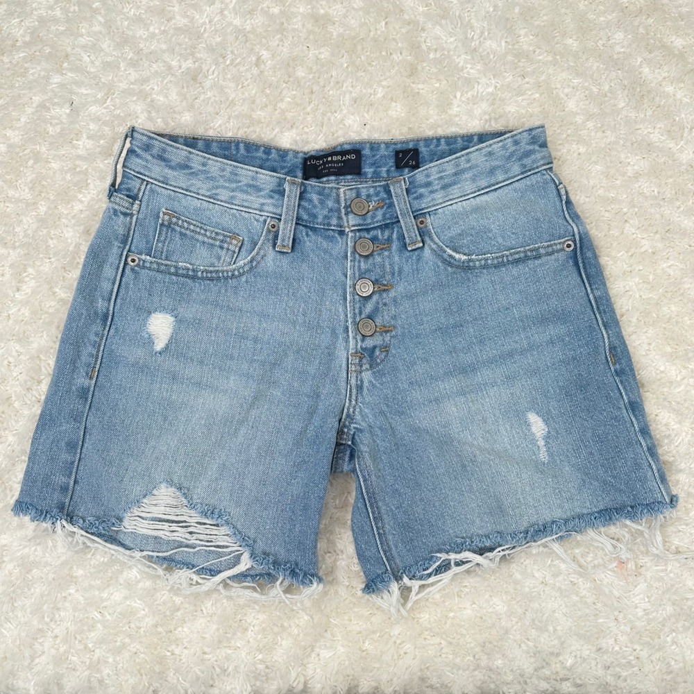 Lucky Brand Women's 2/26 Boyfriend Short Jeans Preppy Casual Button Fly Front
